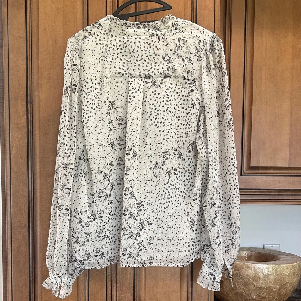 Joie Floral Print Blouse - White and Gray - Picture 7 of 7